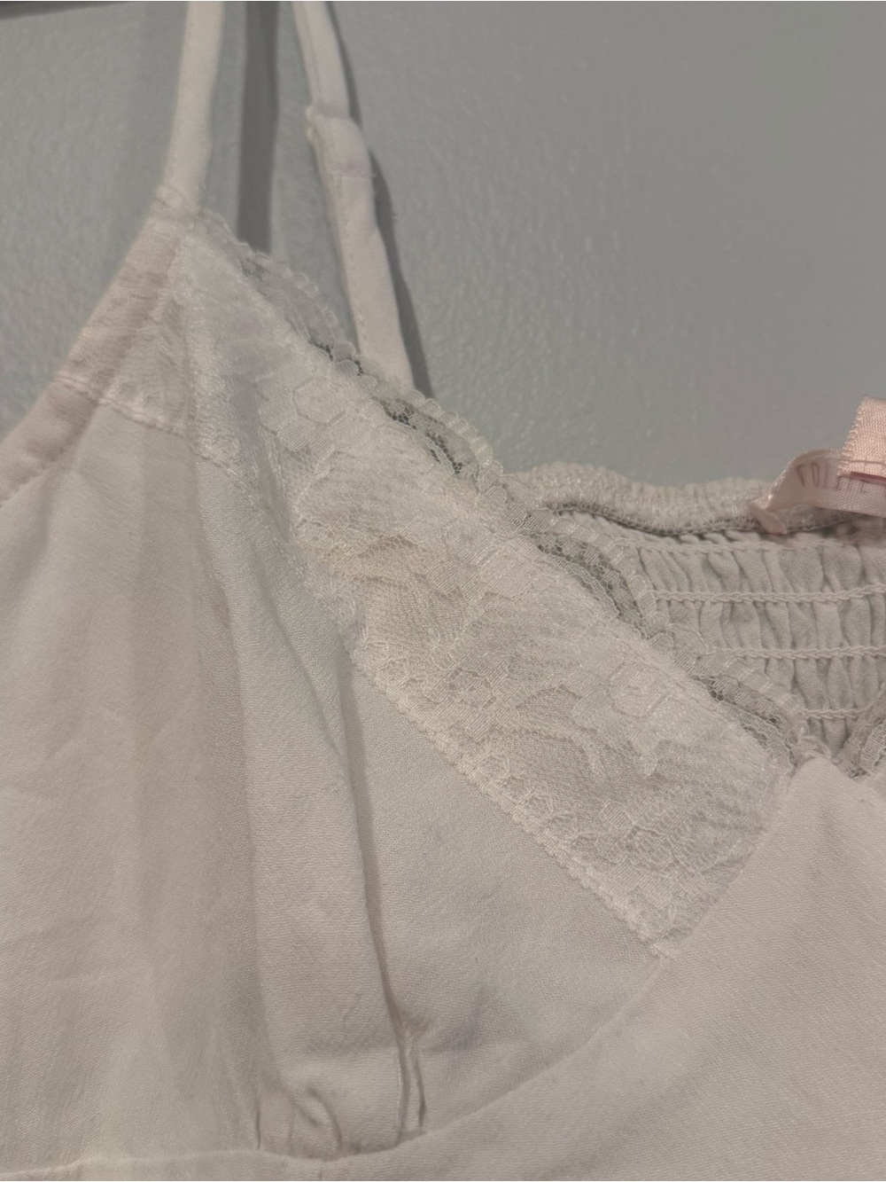 Women's Lace Trim White Camisole Bralette - Picture 3 of 5